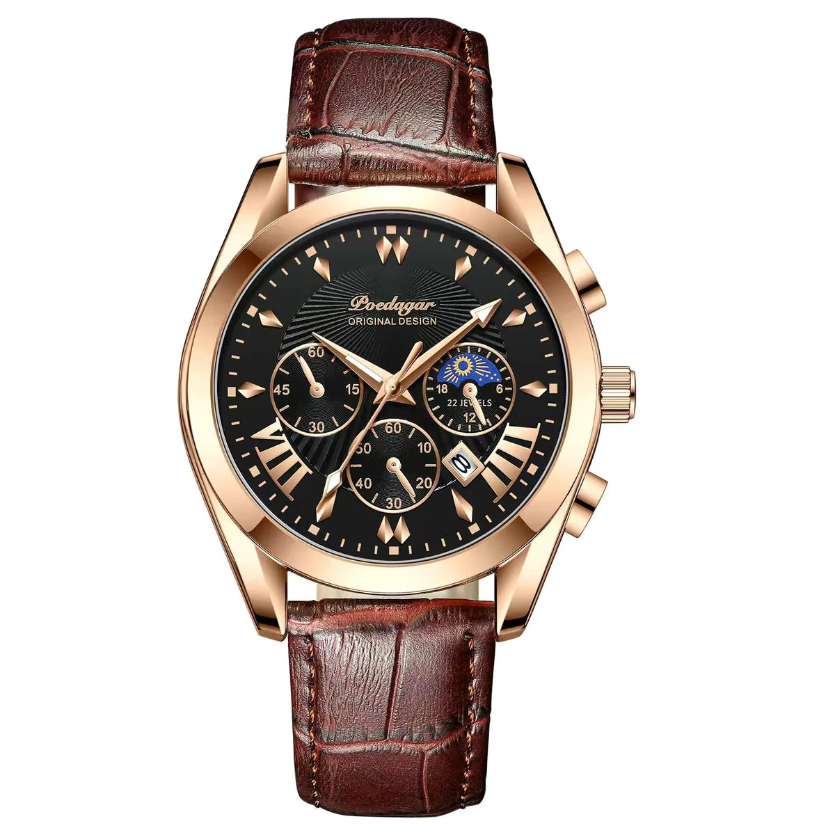 POEDAGAR 2021 Men Watches Top Brand Luxury Waterproof Luminous Leather Quartz Wristwatch Relogio Masculino Business Sport