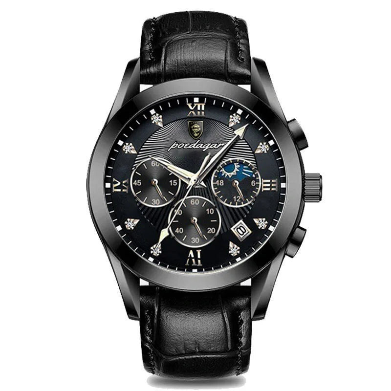 POEDAGAR 2021 Men Watches Top Brand Luxury Waterproof Luminous Leather Quartz Wristwatch Relogio Masculino Business Sport