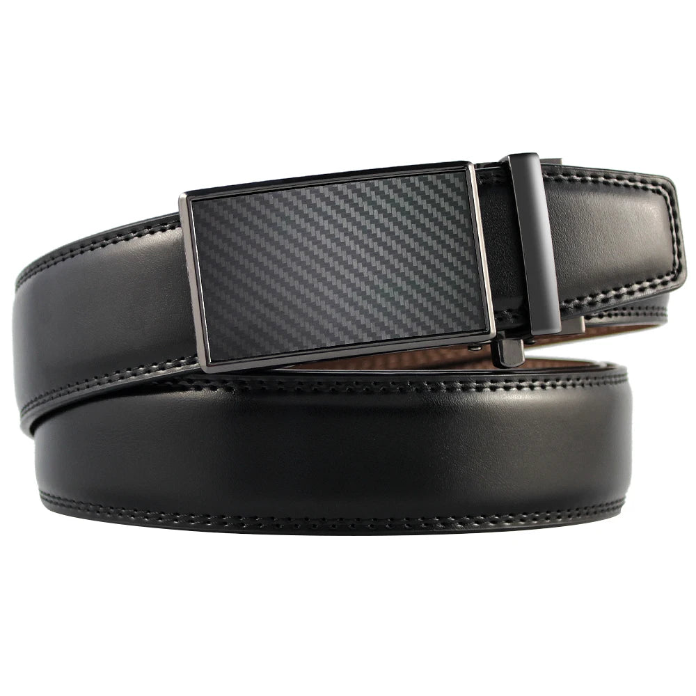 DOOPAI Mens Leather Belt  Automatic Genuine Leather Belts Leisure Fashion Ratchet Belts for Men Pants Waistband Ремень