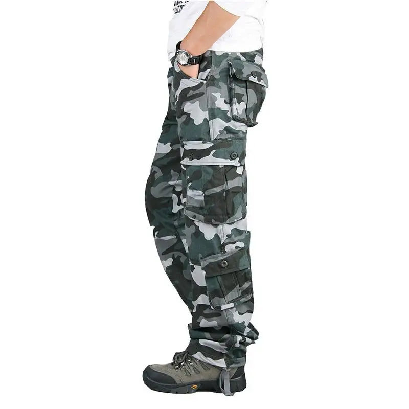 Men's Tactical Cargo Pants Work Overalls Outdoor Sports Hiking Hunting Trousers Cotton Heavy Durable Camouflage Trousers
