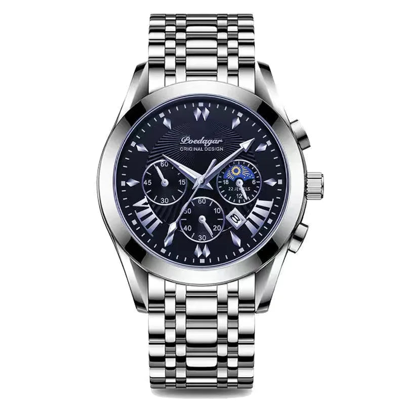 POEDAGAR 2021 Men Watches Top Brand Luxury Waterproof Luminous Leather Quartz Wristwatch Relogio Masculino Business Sport