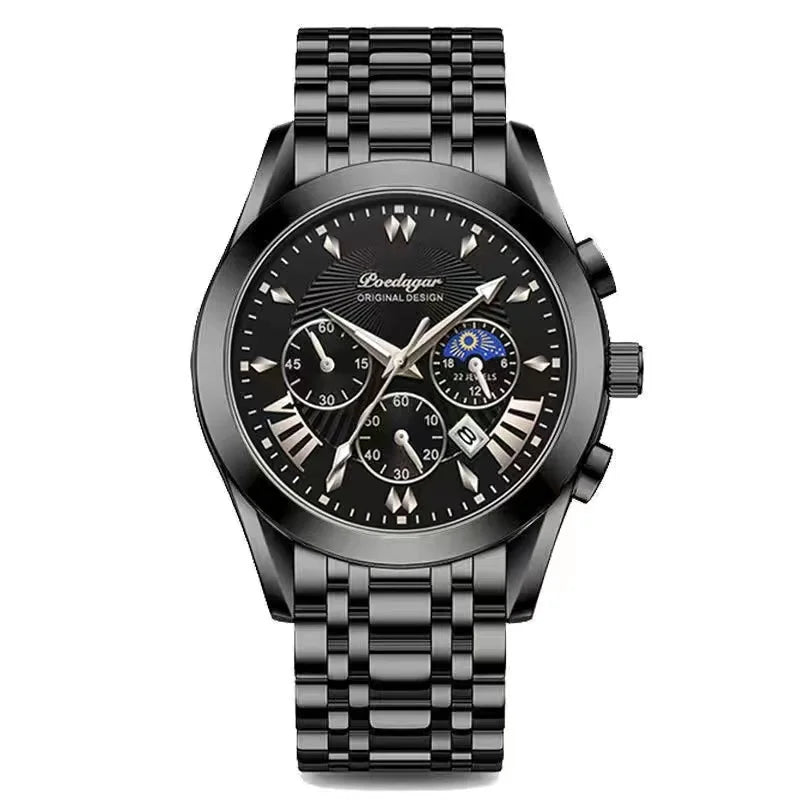 POEDAGAR 2021 Men Watches Top Brand Luxury Waterproof Luminous Leather Quartz Wristwatch Relogio Masculino Business Sport