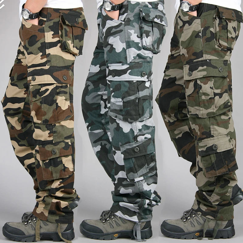 Men's Tactical Cargo Pants Work Overalls Outdoor Sports Hiking Hunting Trousers Cotton Heavy Durable Camouflage Trousers