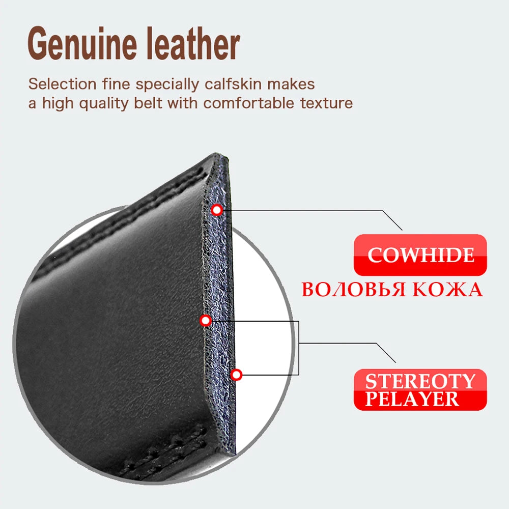 DOOPAI Mens Leather Belt  Automatic Genuine Leather Belts Leisure Fashion Ratchet Belts for Men Pants Waistband Ремень