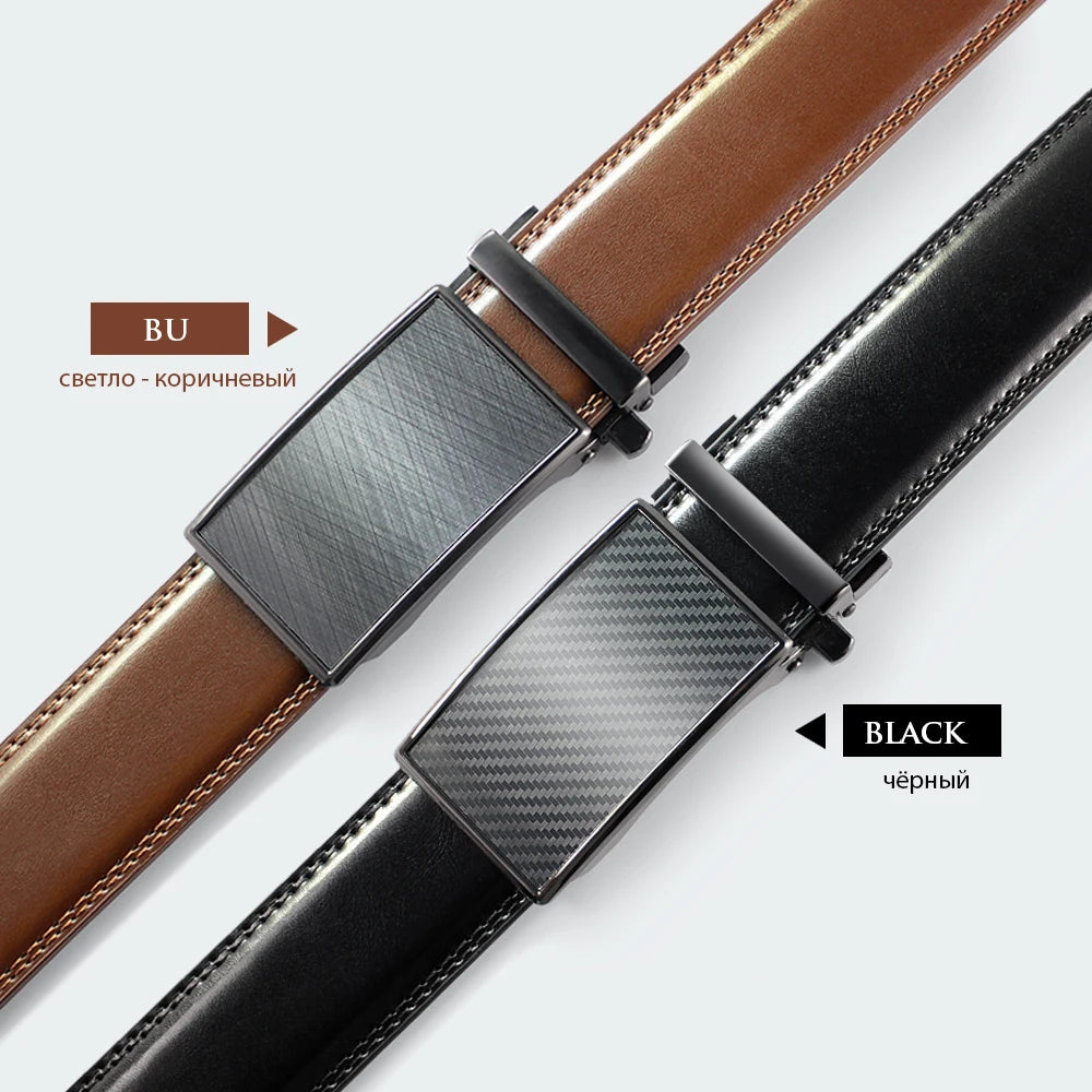 DOOPAI Mens Leather Belt  Automatic Genuine Leather Belts Leisure Fashion Ratchet Belts for Men Pants Waistband Ремень