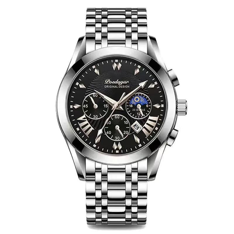 POEDAGAR 2021 Men Watches Top Brand Luxury Waterproof Luminous Leather Quartz Wristwatch Relogio Masculino Business Sport