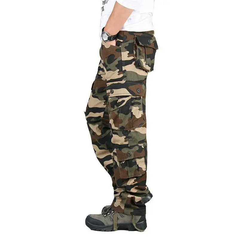 Men's Tactical Cargo Pants Work Overalls Outdoor Sports Hiking Hunting Trousers Cotton Heavy Durable Camouflage Trousers