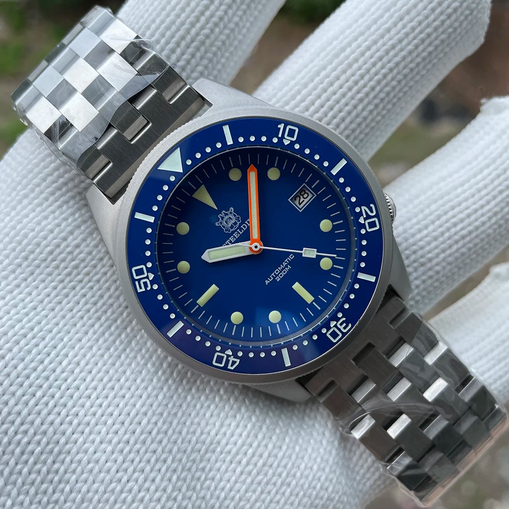 Steeldive Brand SD1979 Stainless Steel Bracelet Super Luminous C3 Blue Dial 200M Waterproof Dive Watch Men