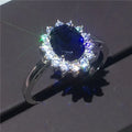 Exquisite and fashionable blue zircon set women's wedding love ring  anniversary  size US 6-11