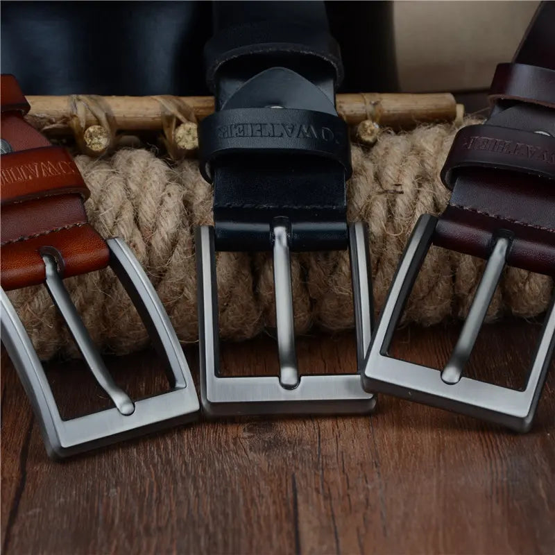 COWATHER 2021 men belt cow genuine leather luxury strap male belts for men new fashion classic vintage pin buckle dropshipping