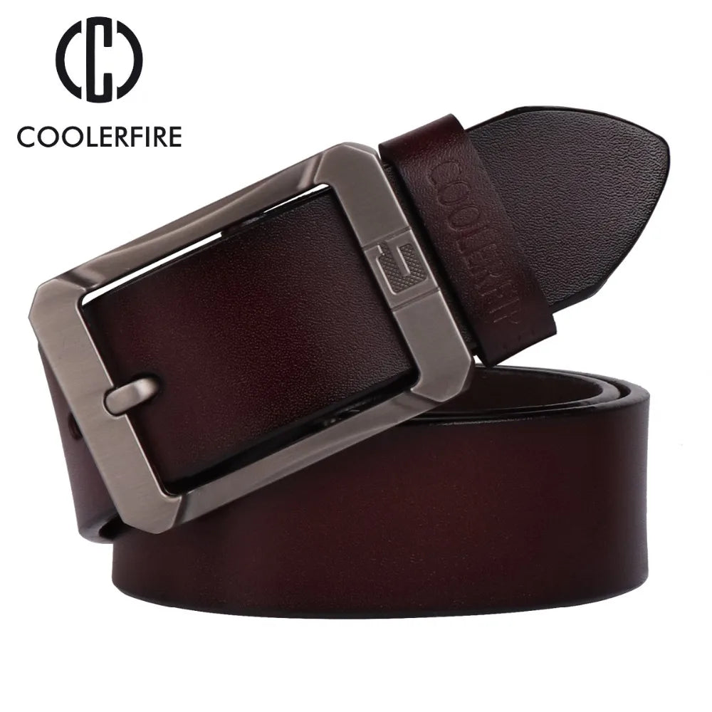 New Coolerfire Genuine Leather Belts for Men Brand Male Pin Buckle Jeans Mens Belt Luxury Designer High Quality Leather Belt