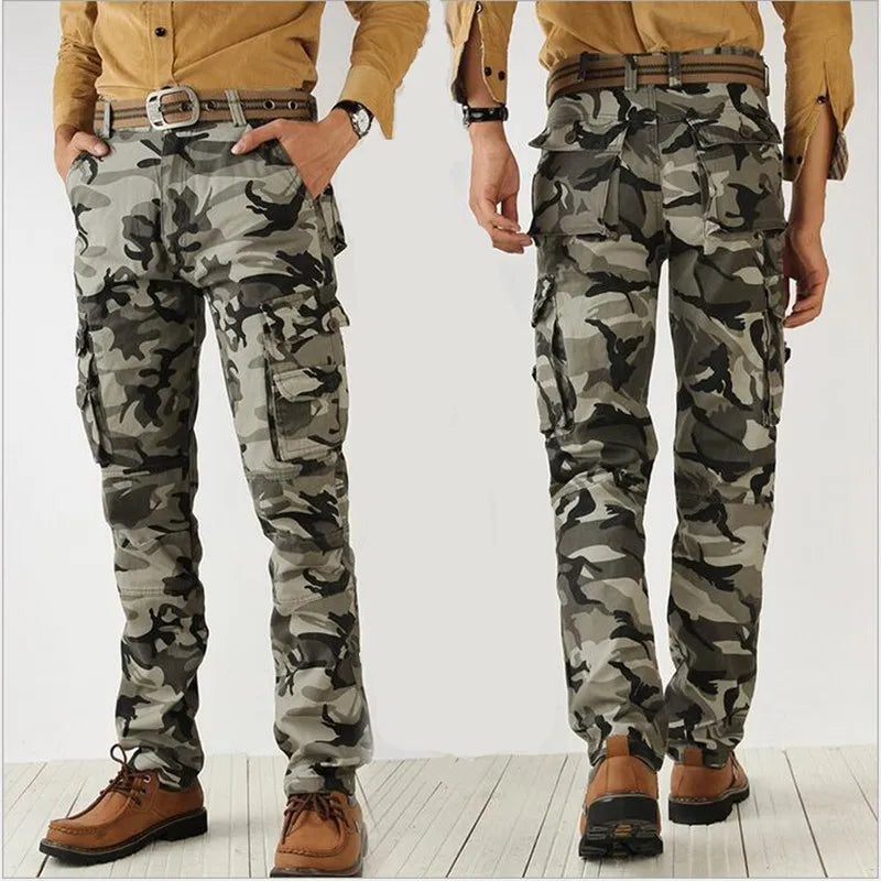 Spring Autumn Men Cargo Pants Cotton High Quality Camouflage Straight Trousers Men Pants Size 38