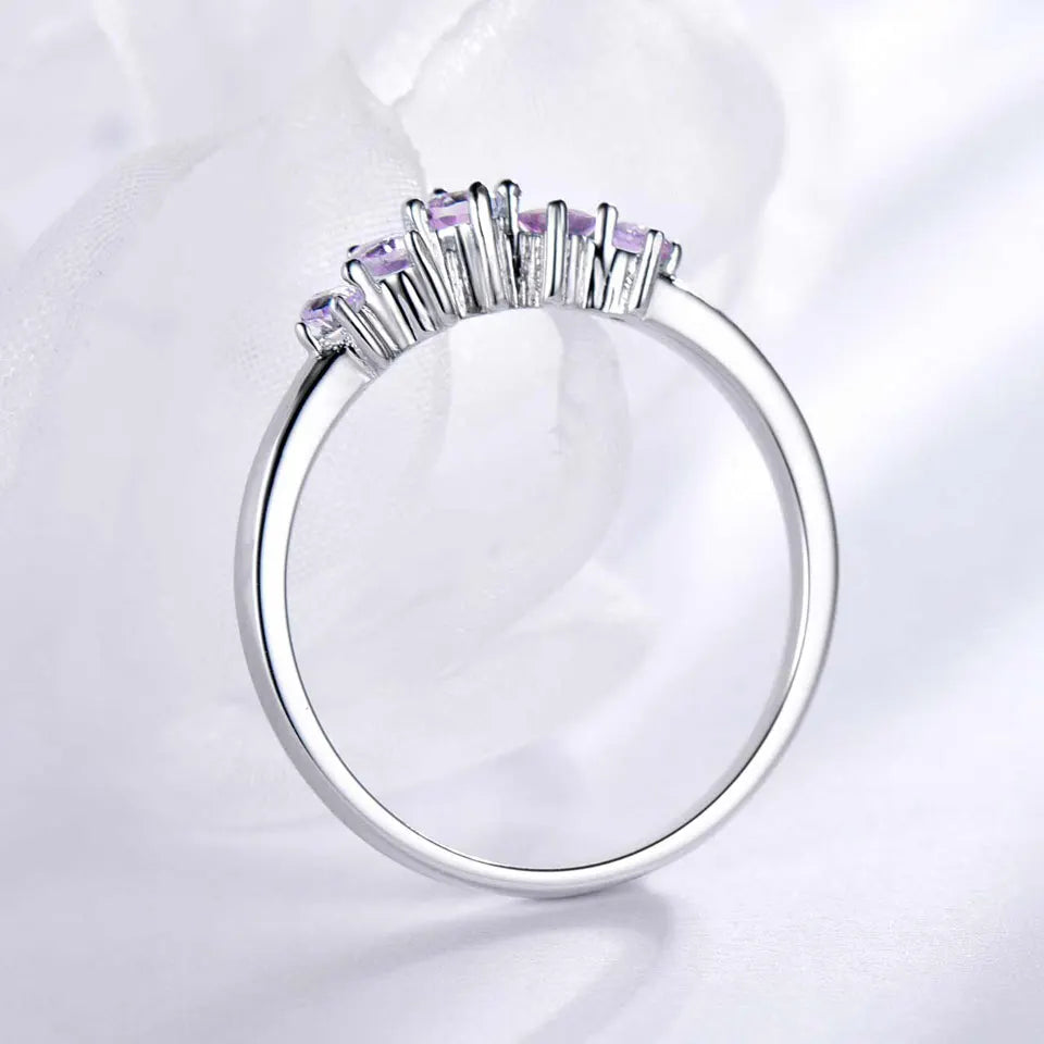 UMCHO Natural African  Amethyst Rings for Women Solid 925 Sterling Silver Stacking Ring Engagement Wedding Gemstone Jewelry