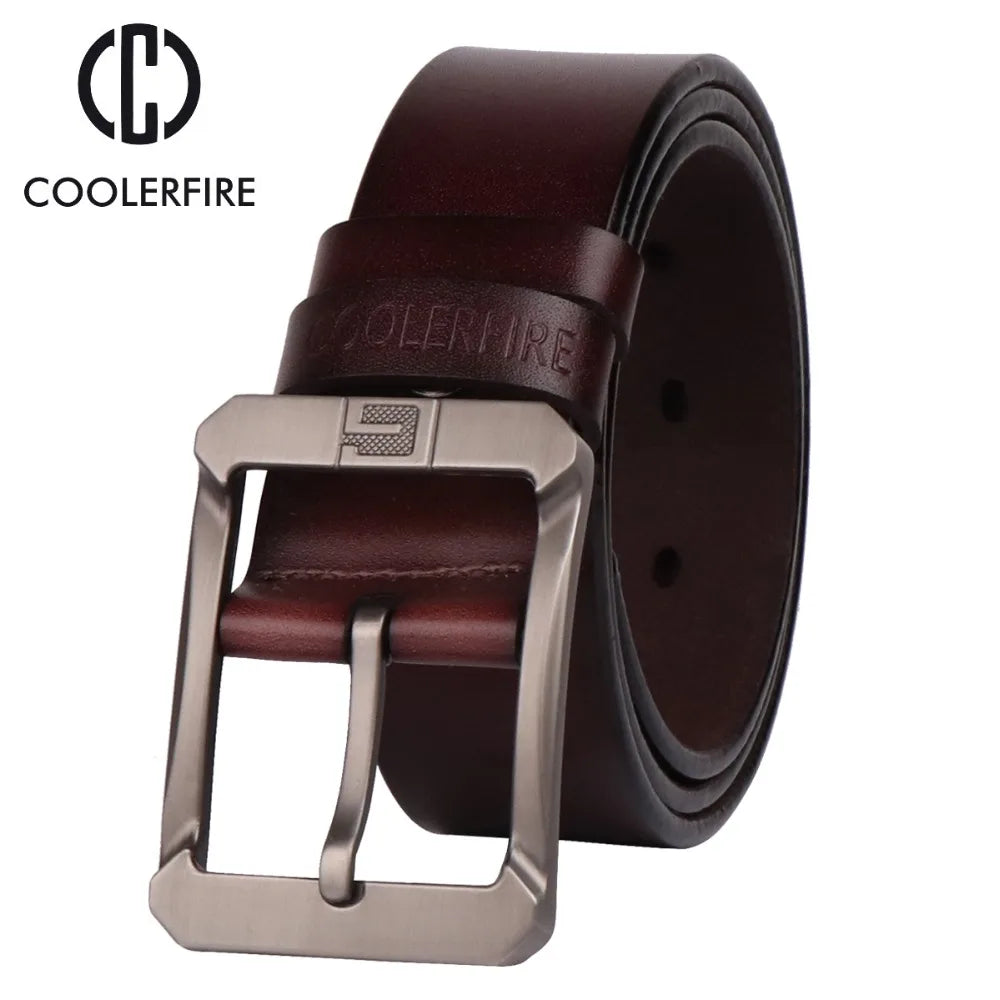 New Coolerfire Genuine Leather Belts for Men Brand Male Pin Buckle Jeans Mens Belt Luxury Designer High Quality Leather Belt