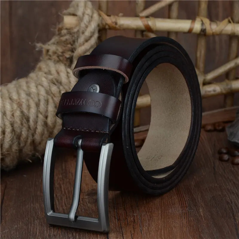 COWATHER 2021 men belt cow genuine leather luxury strap male belts for men new fashion classic vintage pin buckle dropshipping