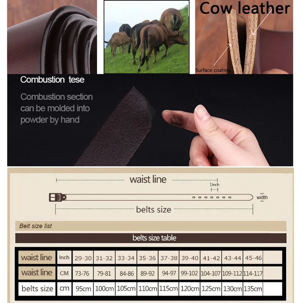 New Coolerfire Genuine Leather Belts for Men Brand Male Pin Buckle Jeans Mens Belt Luxury Designer High Quality Leather Belt