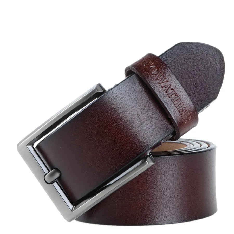 COWATHER 2021 men belt cow genuine leather luxury strap male belts for men new fashion classic vintage pin buckle dropshipping