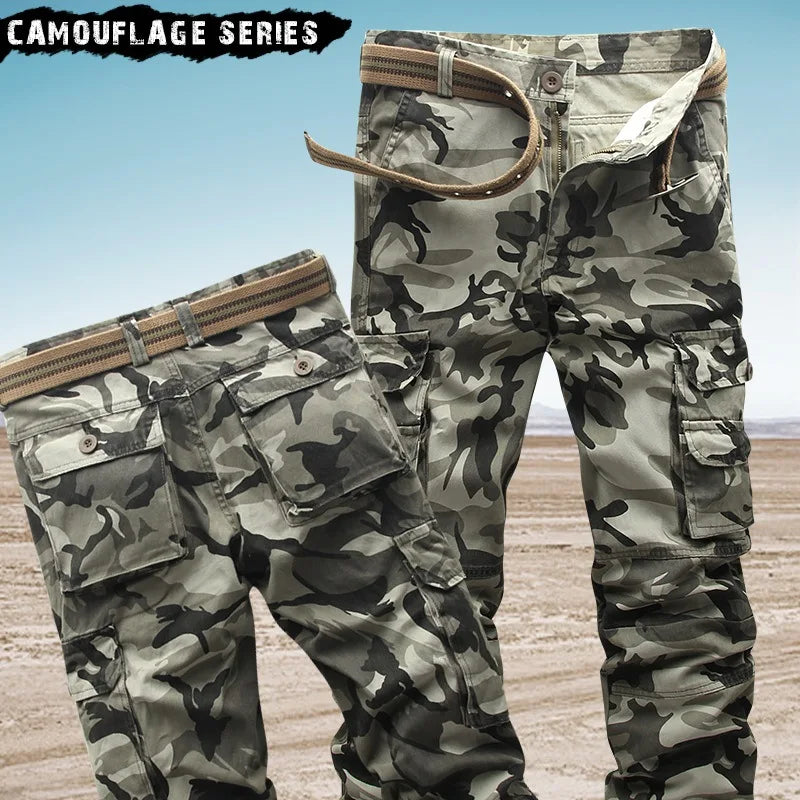 Spring Autumn Men Cargo Pants Cotton High Quality Camouflage Straight Trousers Men Pants Size 38