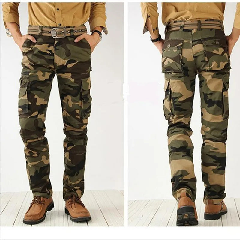 Spring Autumn Men Cargo Pants Cotton High Quality Camouflage Straight Trousers Men Pants Size 38