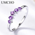 UMCHO Natural African  Amethyst Rings for Women Solid 925 Sterling Silver Stacking Ring Engagement Wedding Gemstone Jewelry