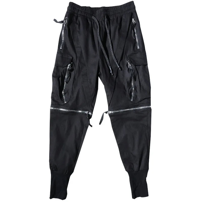 Detachable Black Cargo Pants Men Harajuku Hip Hop Streetwear Multi-Pocket Joggers Trousers Man Elastic Waist Techwear