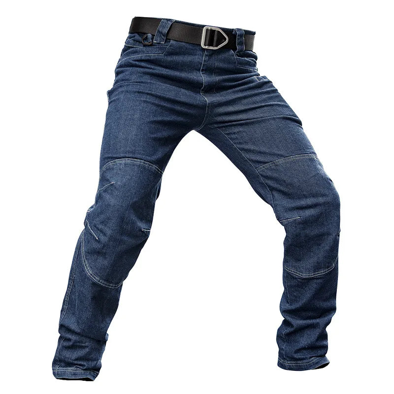 Men's  Jeans Pants Fall Military Straight Denim Tactical Long Trousers Stretch City Security Special Force Combat Pant Trousers
