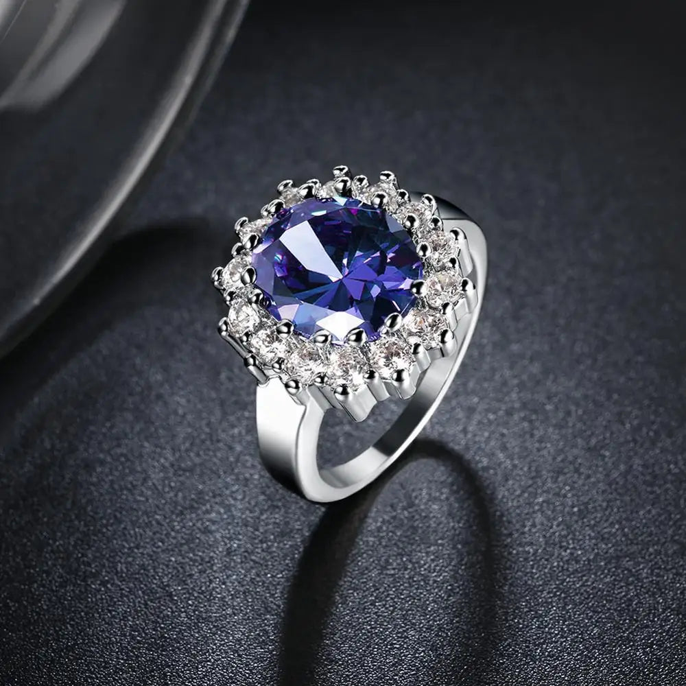 Blue Cubic Zirconia Ring