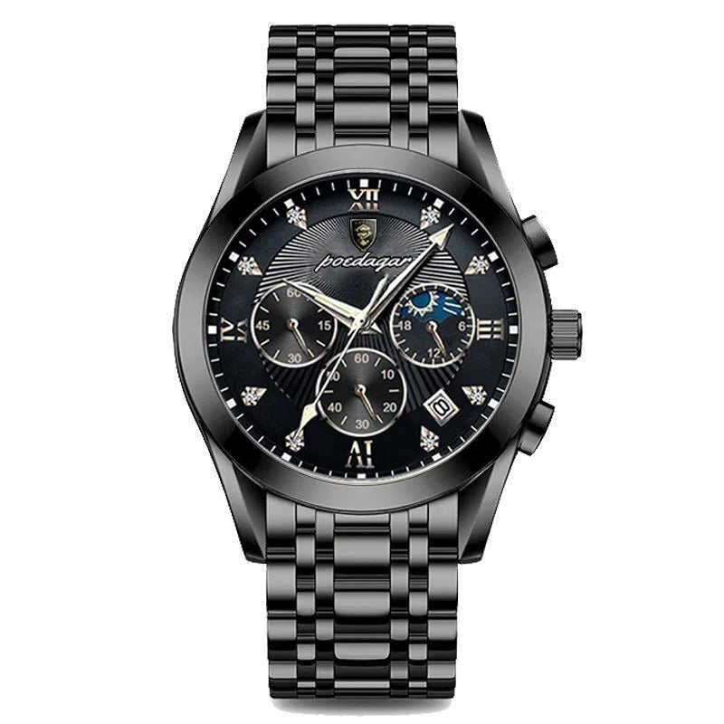 POEDAGAR 2021 Men Watches Top Brand Luxury Waterproof Luminous Leather Quartz Wristwatch Relogio Masculino Business Sport
