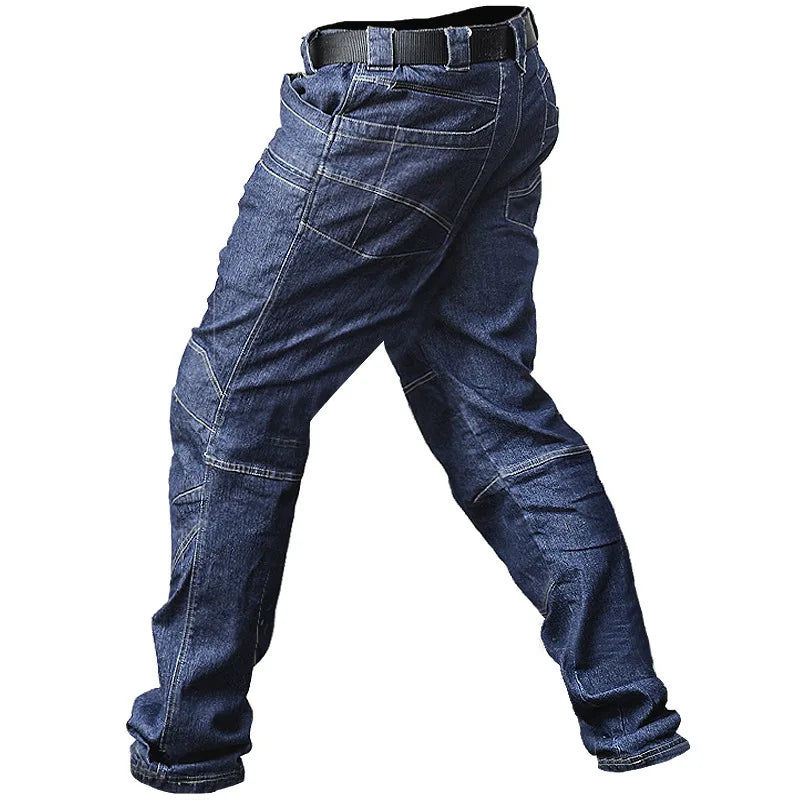 Men's  Jeans Pants Fall Military Straight Denim Tactical Long Trousers Stretch City Security Special Force Combat Pant Trousers