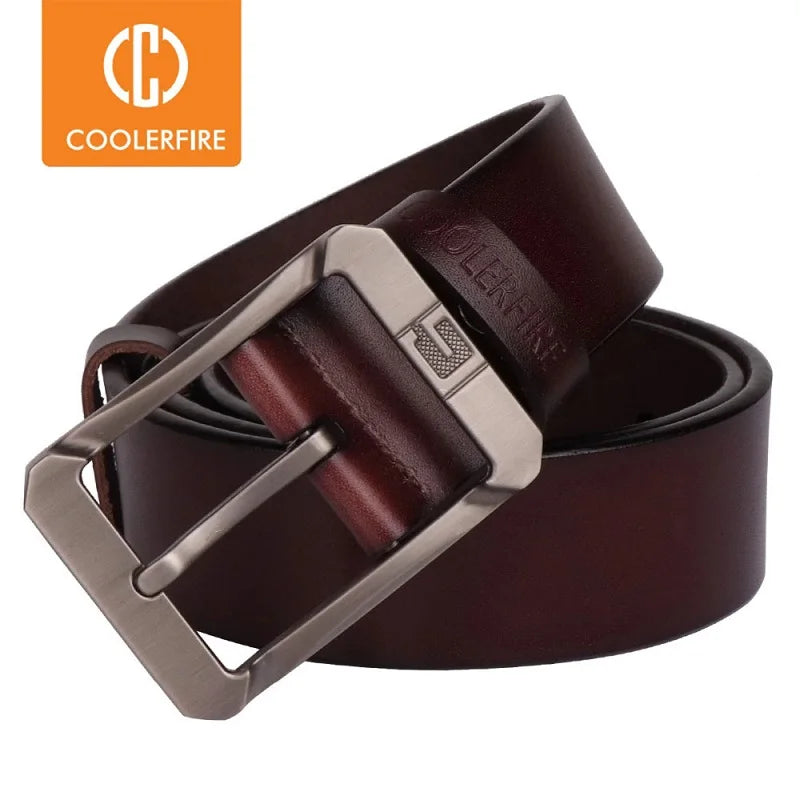 New Coolerfire Genuine Leather Belts for Men Brand Male Pin Buckle Jeans Mens Belt Luxury Designer High Quality Leather Belt