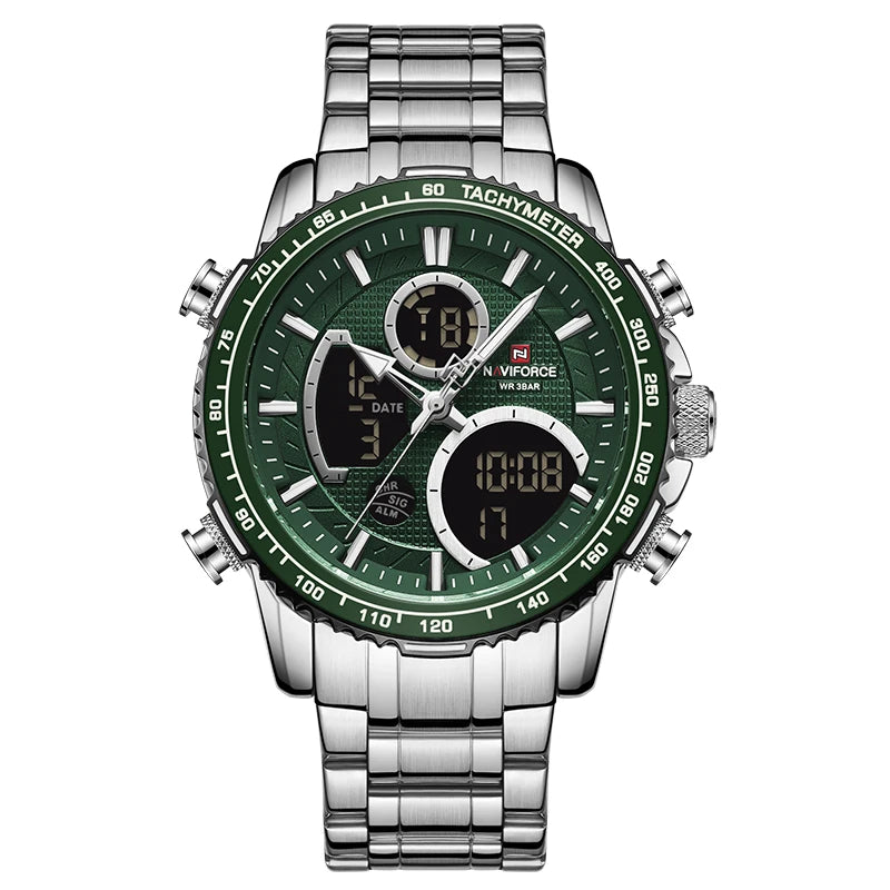 Watch Men NAVIFORCE Brand Stainless Steel Band Waterproof Quartz Wristwatch Big Sports Chronograph Clock Watches Date Male Reloj