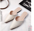 Solid Leather Flipflops Women Cover Toe Mules Pointy Toe Slides Home&Outdoor Shoes Ladies Comfy Antiskid Lazywomen Slippers 2026