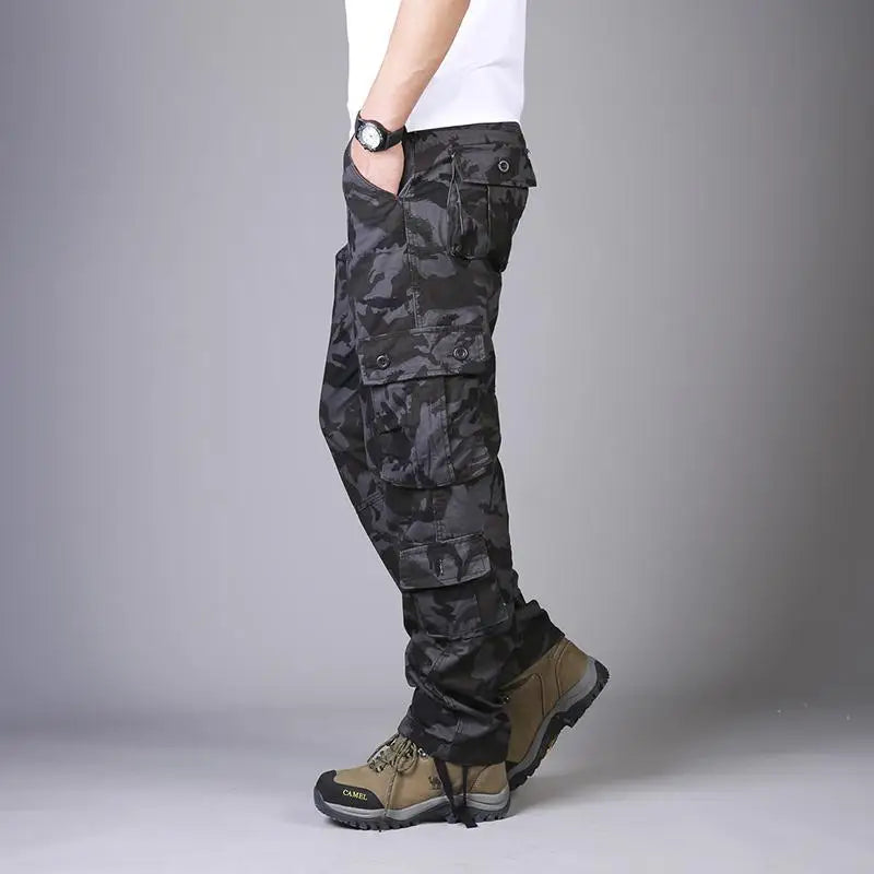 Men's Tactical Cargo Pants Work Overalls Outdoor Sports Hiking Hunting Trousers Cotton Heavy Durable Camouflage Trousers