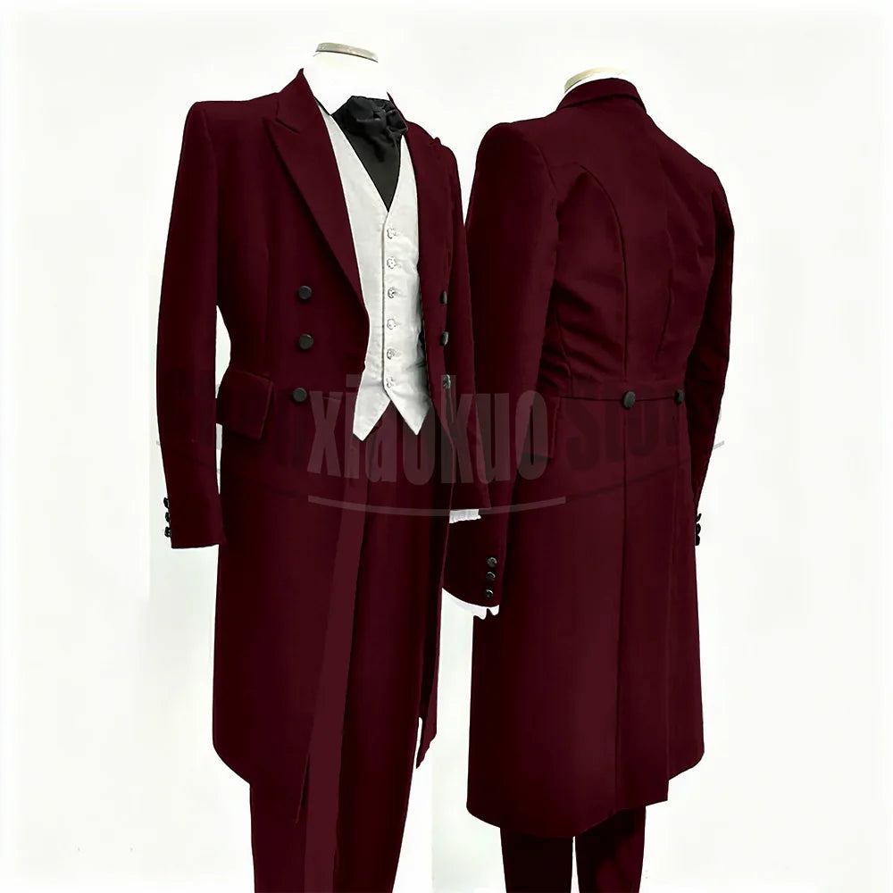 Men Suits Black Fashion Wedding Tailcoat Groom Chic Peak Lapel Double Breasted Male Suit 3 Pieces (Blazer+Vest+Trousers)
