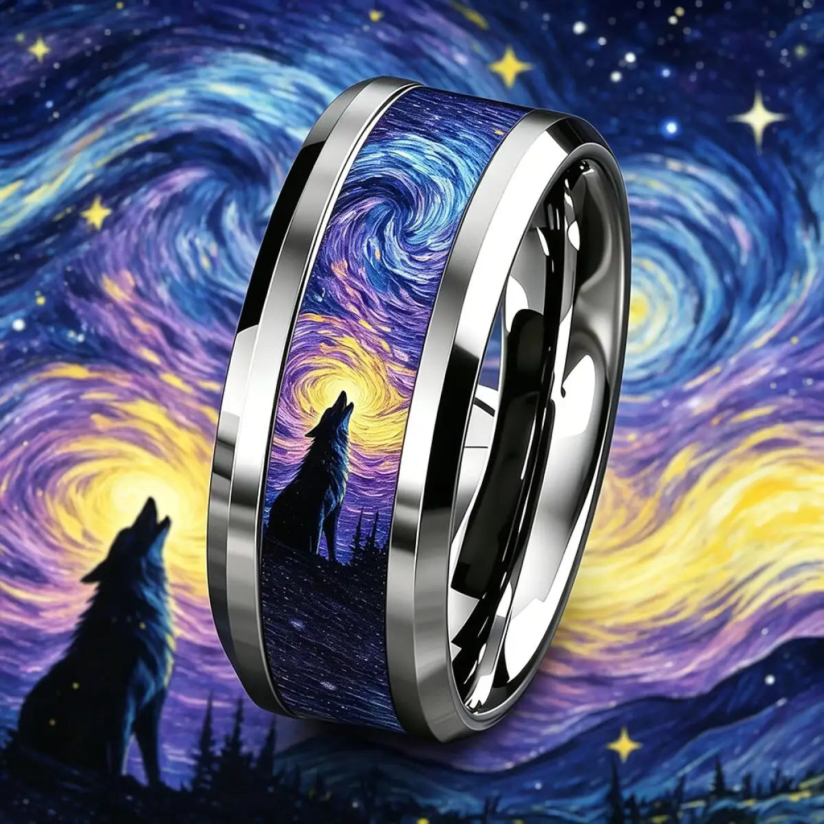 Vintage Gothic Halloween Castle Moon Bat Ring Hiphop Stainless Steel Rings For Men Wedding Party Jewelry Valentine's Day Gift