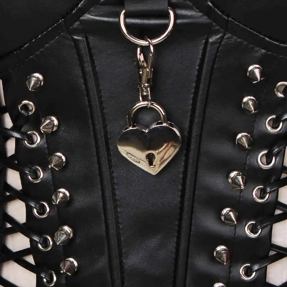 Goth Tops Festival Grunge Rave Punk Rock Clothes PU Leather Black Gothic Tank Spikes Y2K T-shirt Summer Emo Clothing Vkei
