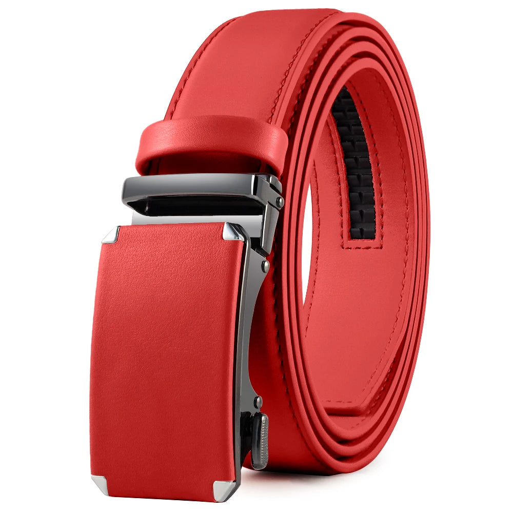 DOOPAI Mens Leather Belt  Automatic Genuine Leather Belts Leisure Fashion Ratchet Belts for Men Pants Waistband Ремень