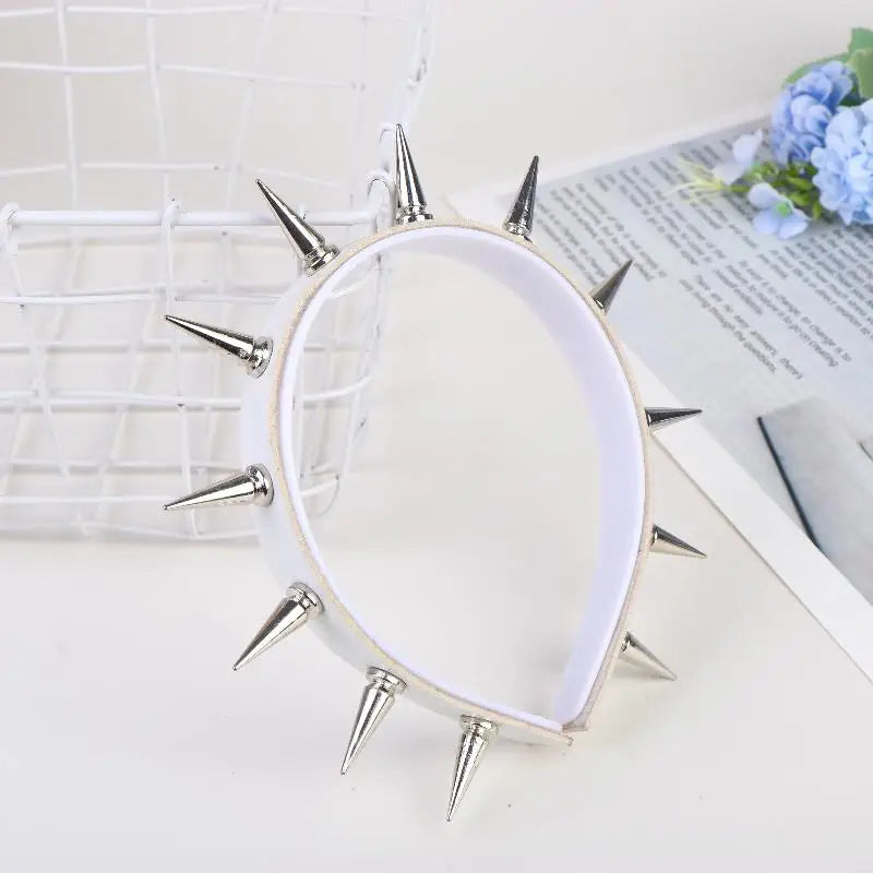 Gothic Punk Headband for Girls Decorative Rivets Lace Fancy Halloween Cosplay Accessories Women Gift Ideas