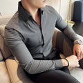 Camisas De Hombre High Quality Men's Social Shirts Slim Fit Korean Luxury Clothing Simple Long Sleeve Striped Shirts For Men