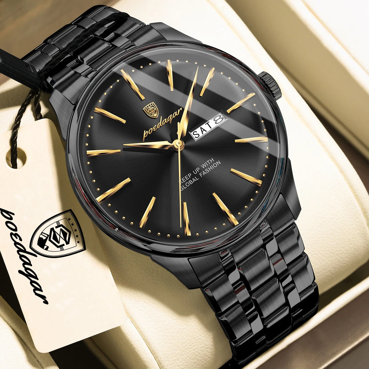 POEDAGAR Sports Luxury Watch For Man Waterproof Date Week Stainless Steel Men Watch Casual Quartz Men's Watches Male Clock Reloj