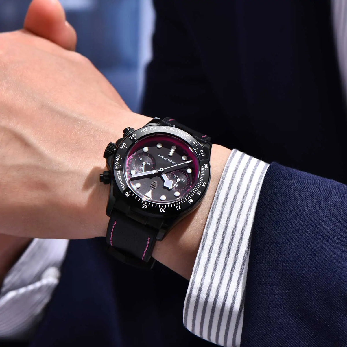 PAGANI DESIGN Pink Panda Men's Watch Quartz Wristwatches Luxury Speed Chronograph Watch For Men AR Sapphire Waterproof Luminous