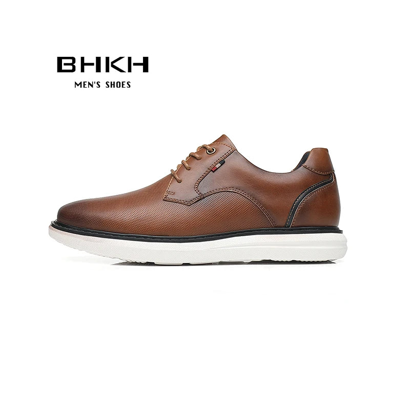 2026 Spring/Summer New Men Shoes Comfy Luxury Brand Men Casual Shoes Lace Up Business Style Dress Shoes BHKH Men Shoes