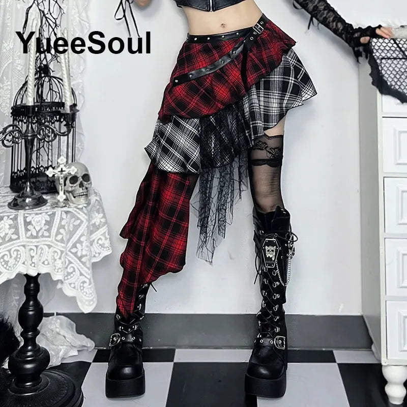 Gothic Women Skirts Black High Waist Pleated Skirts 2026 New Y2K Party Club Punk Goth Dark Grunge Lolita Halloween Mini Skirt