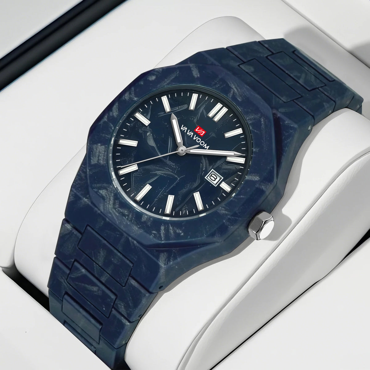 VA VA VOOM Top Brand Men Watch Original Marble Pattern Business Style 40mm Clock 3Bar Black Silicone Sports Quartz Watch for Men