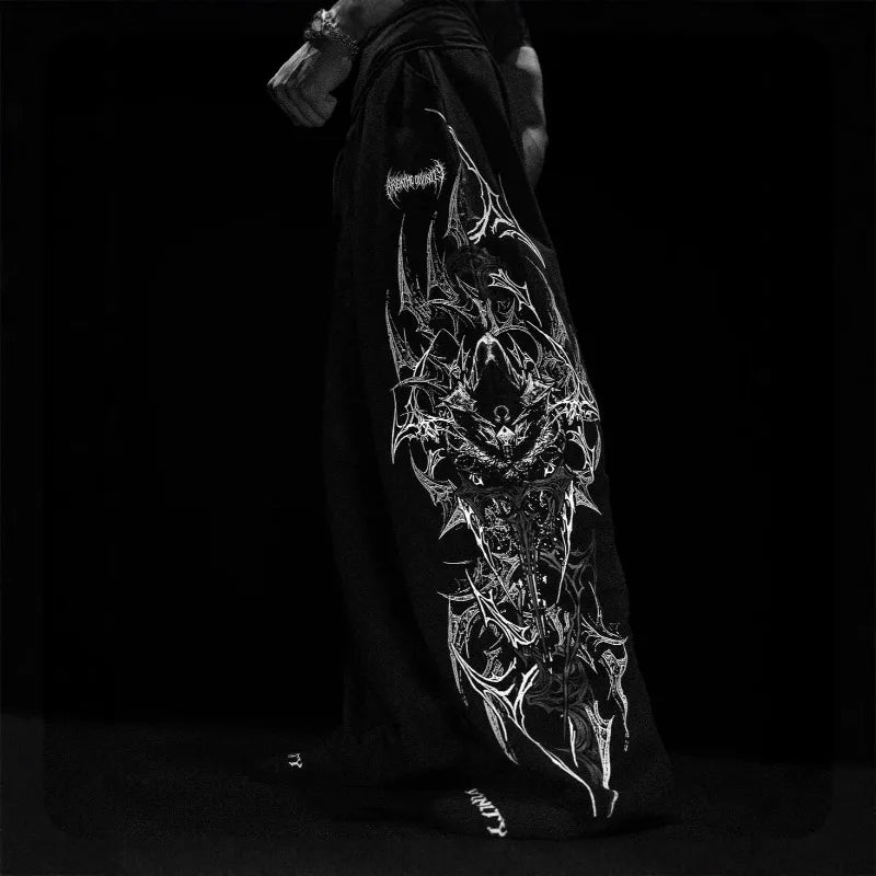 Men’s Gothic Tribal Wide-Leg Drawstring Sweatpants
