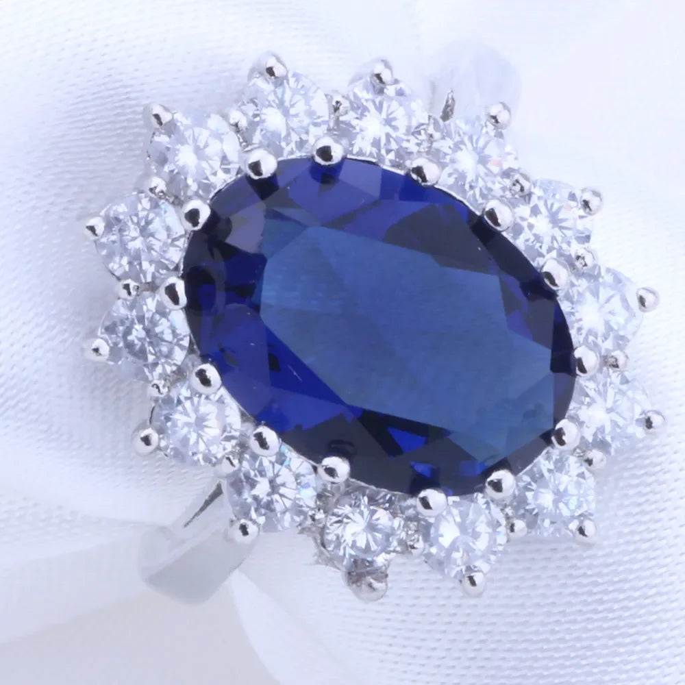Carat Sapphire Ring Silver Charm Engagement Jewelry Ring European and American Fashion Temperament Luxury High Quality Jewelry