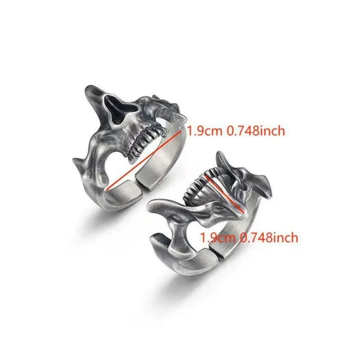 2Pcs Vintage Gothic Skull Mask Rings Personality Skull Mask Design Layered Finger Rings Set for Women Men Creative Punk Rings