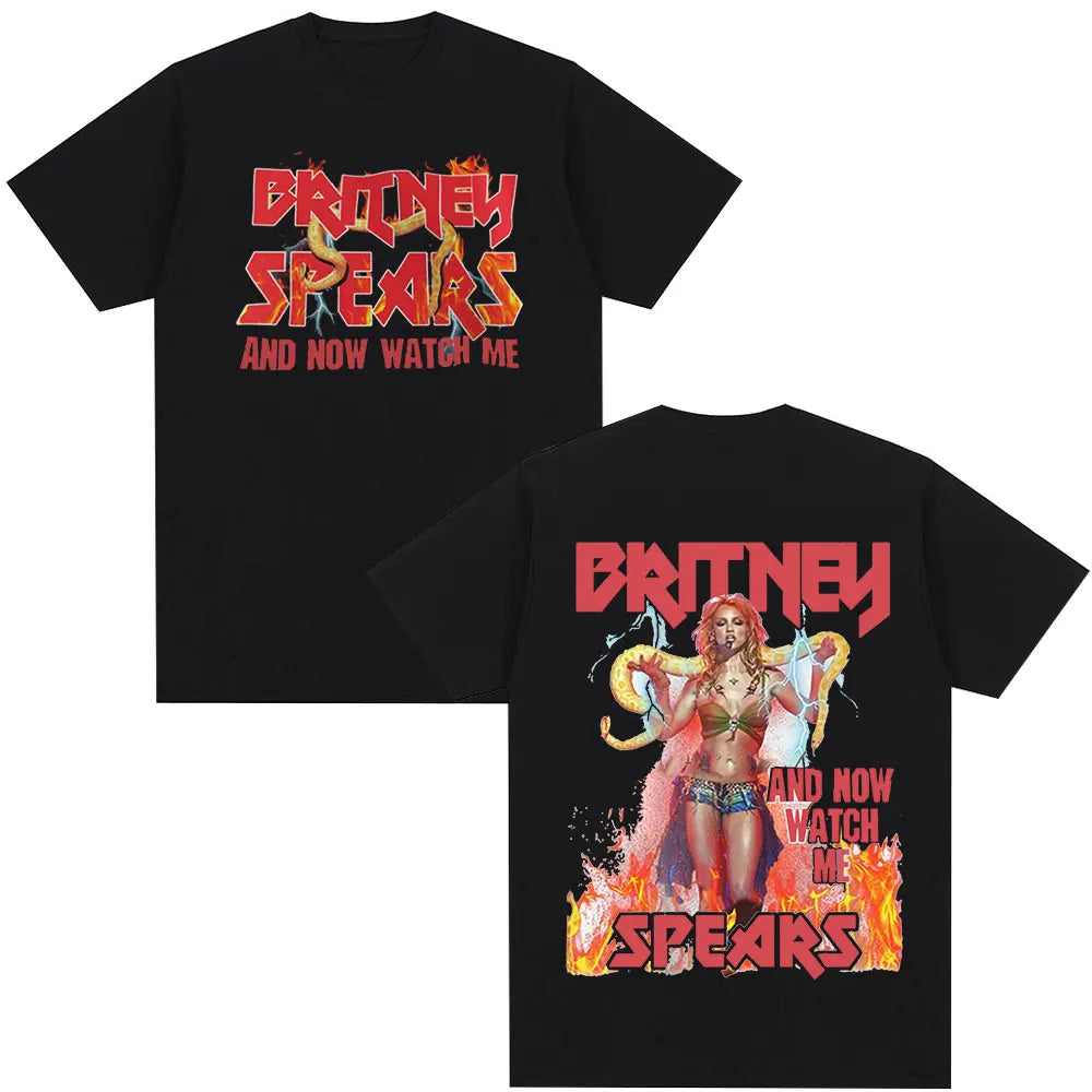 Britney Spears Metal Rock Graphic T-shirt Men Women Fashion Hip Hop T Shirts Harajuku Vintage Short Sleeve Tee Shirt Oversized