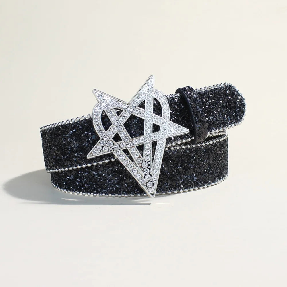 Y2k Women's Belt Brand Luxury Sequin Punk Metal Buckle Belt Fashion Waistband Jeans Pants Decor Belt