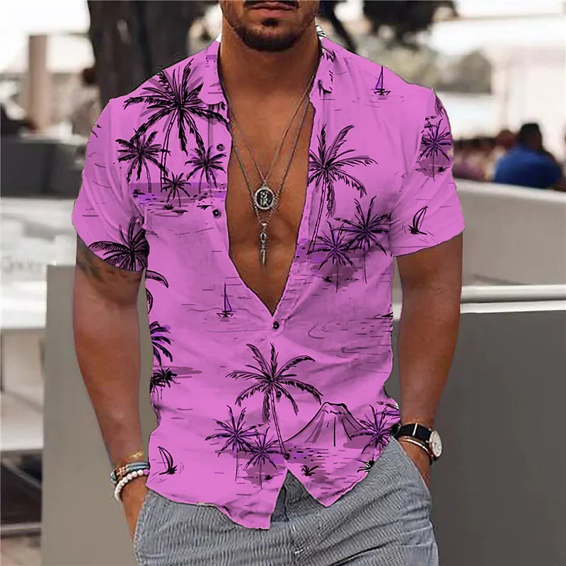 Summer Coconut Shirt 3d Printed Men's Hawaiian Shirt Beach Short Sleeve Fashion Casual Holiday Top T-shirt Men's Shirt Camisa